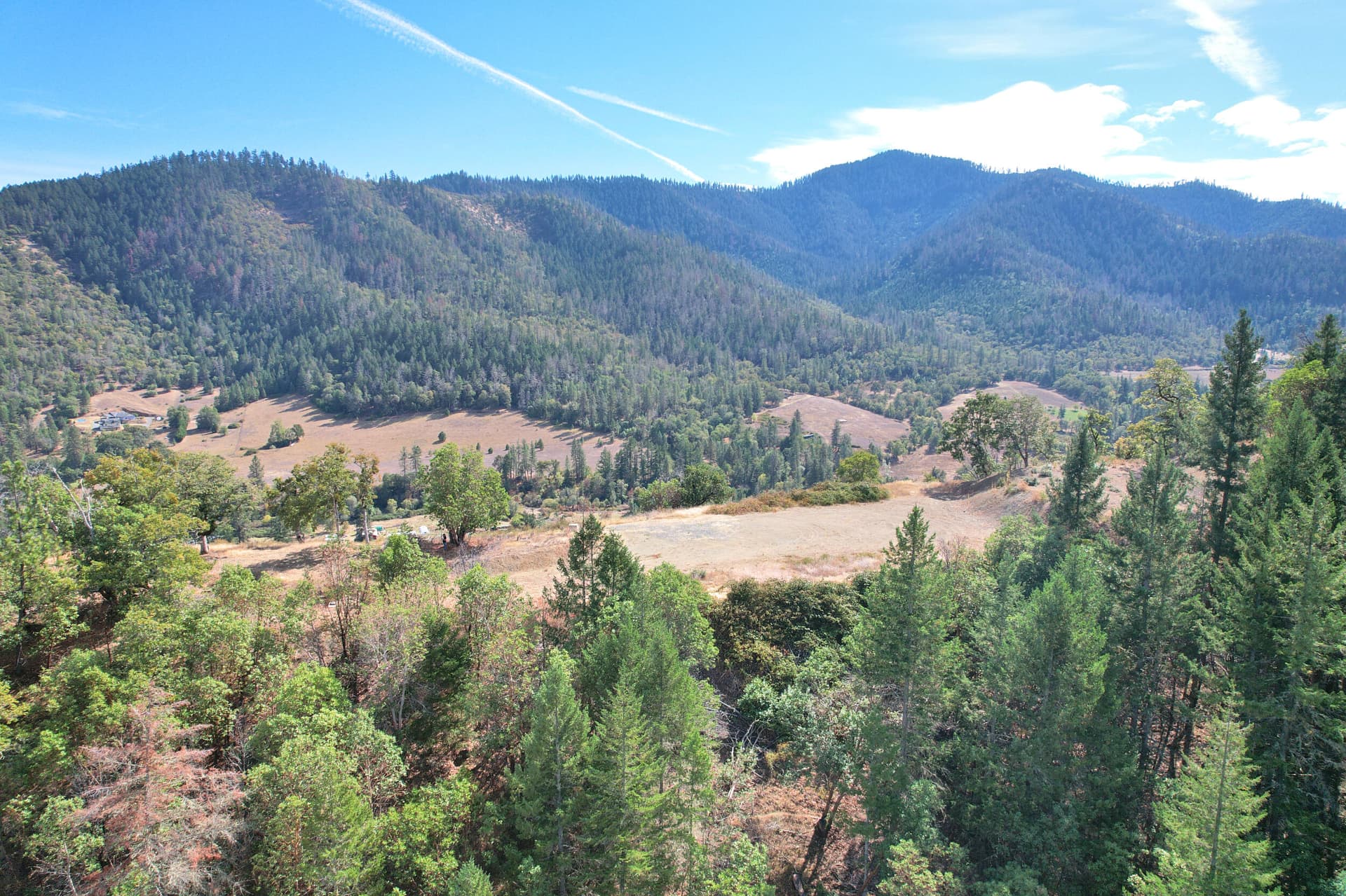 drone shot of building pad. Photo 1 of 23, 550 Thompson Creek Road, Applegate, OR 97530