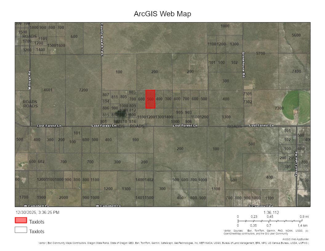 GIS web map. Photo 1 of 10, Off Lost Forest Rd Unit TL500, Christmas Valley, OR 97641