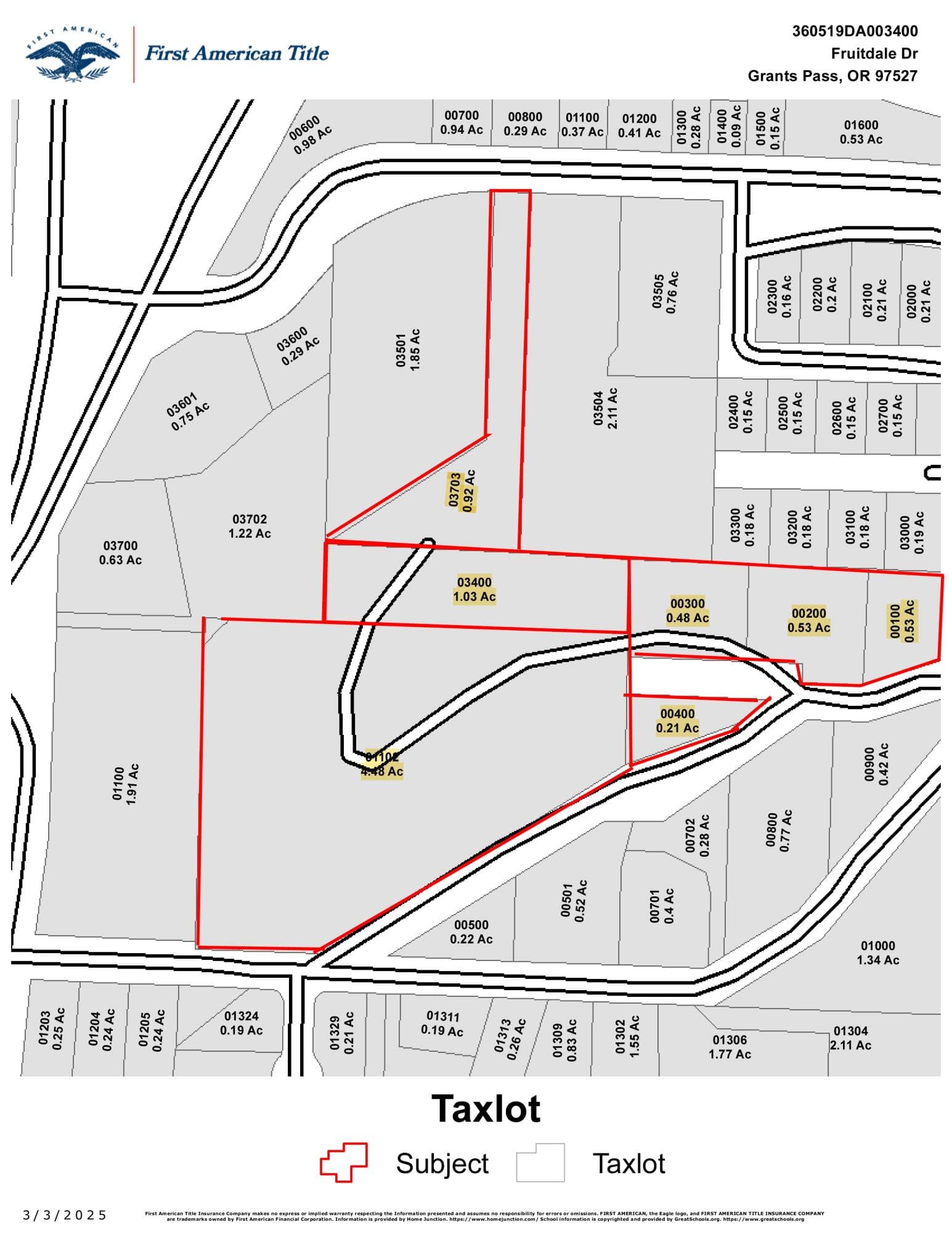 Bassett map of lots. Photo 1 of 17, 0 Fruitdale, Grants Pass, OR 97527