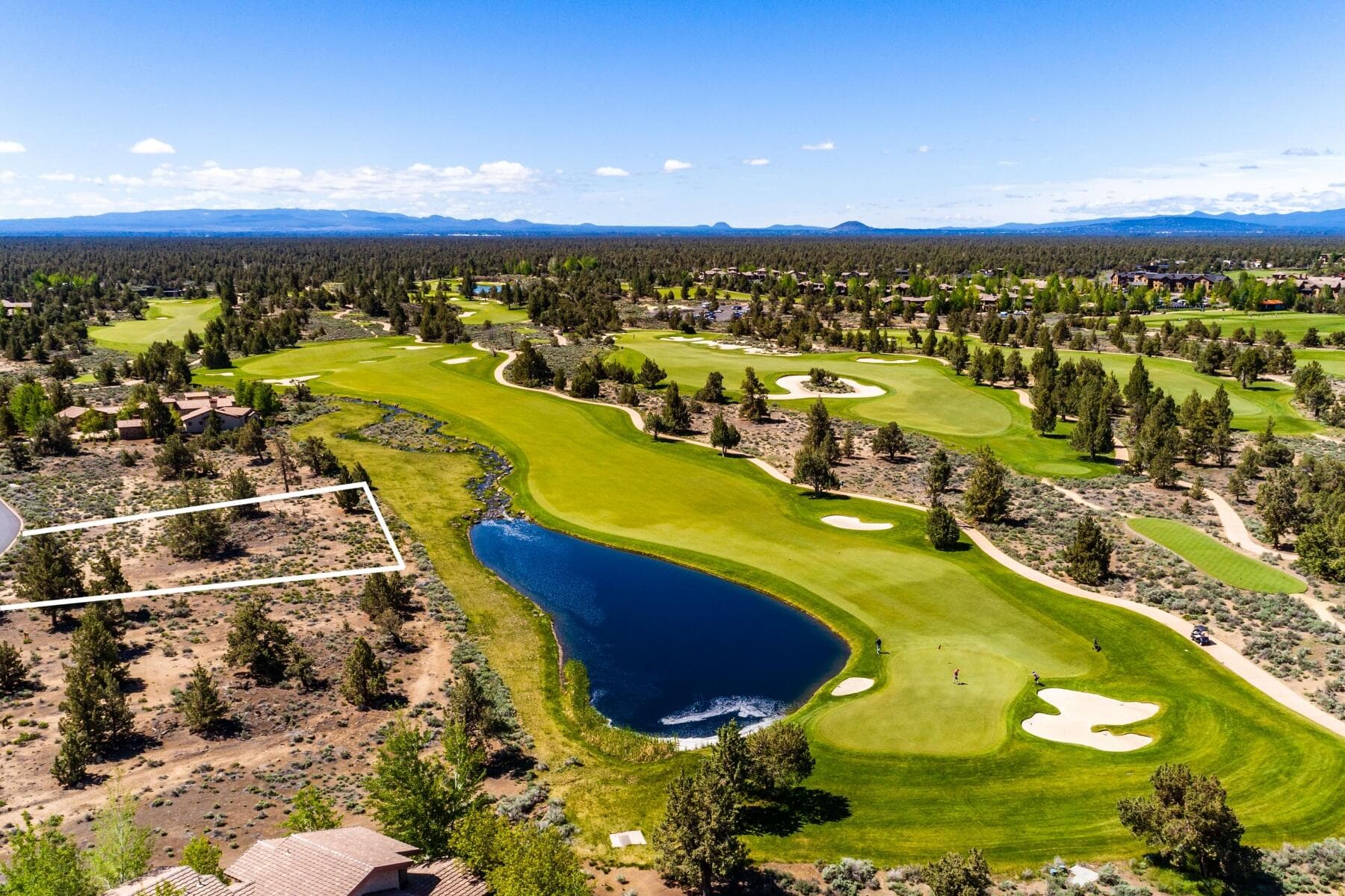 Aerial View South with Lot Line. Photo 2 of 8, 65845 Pronghorn Estates Drive Unit Lot 44, Bend, OR 97701