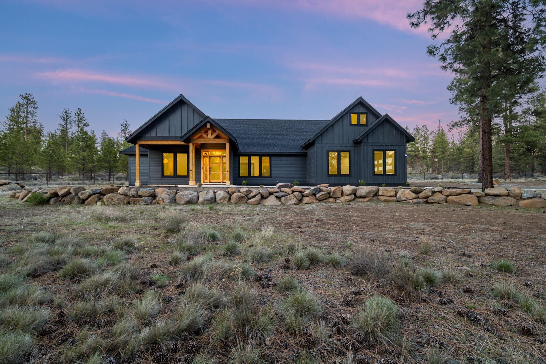 Front Exterior Twilight. Photo 1 of 55, 16611 Wilt Road, Sisters, OR 97759