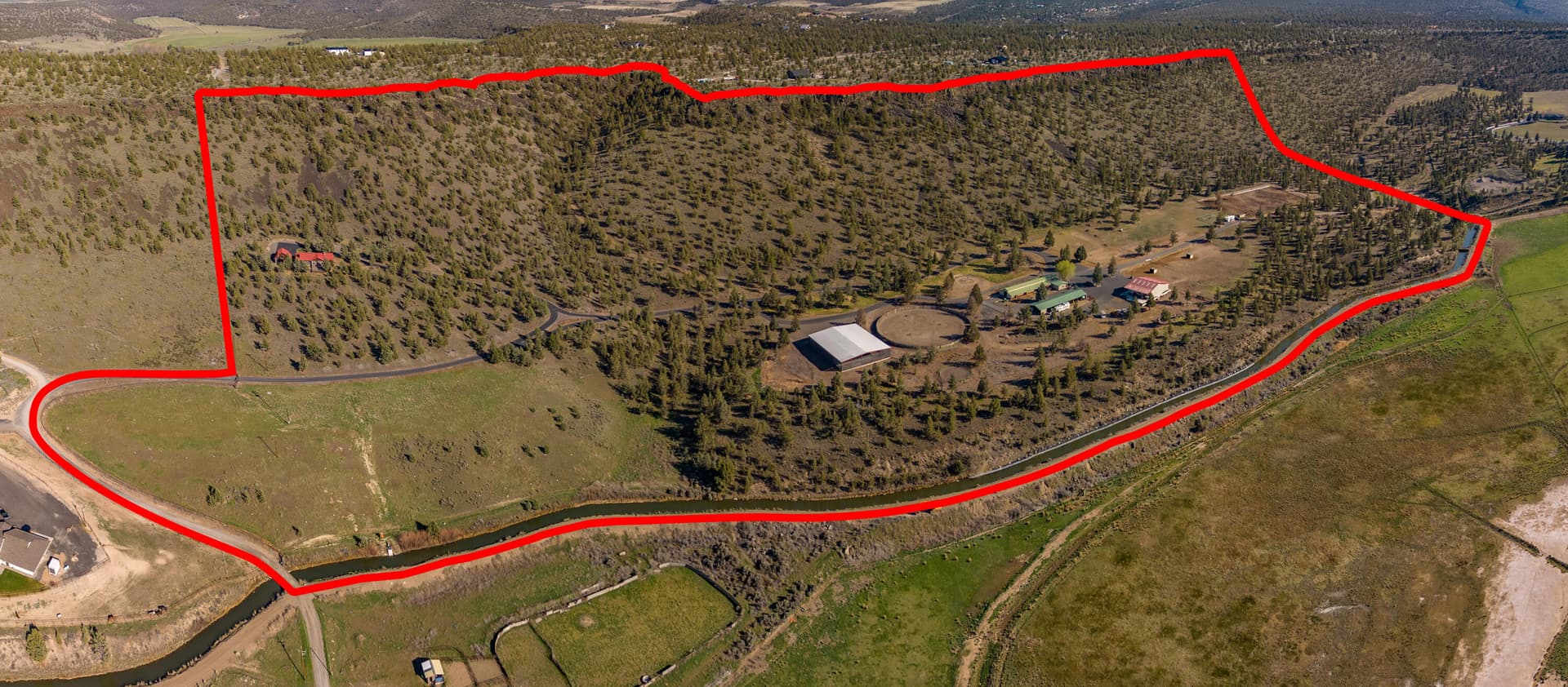 Aerial with boundary 2 oregon crooked ri. Photo 3 of 59, 2300 S Main Street, Prineville, OR 97754