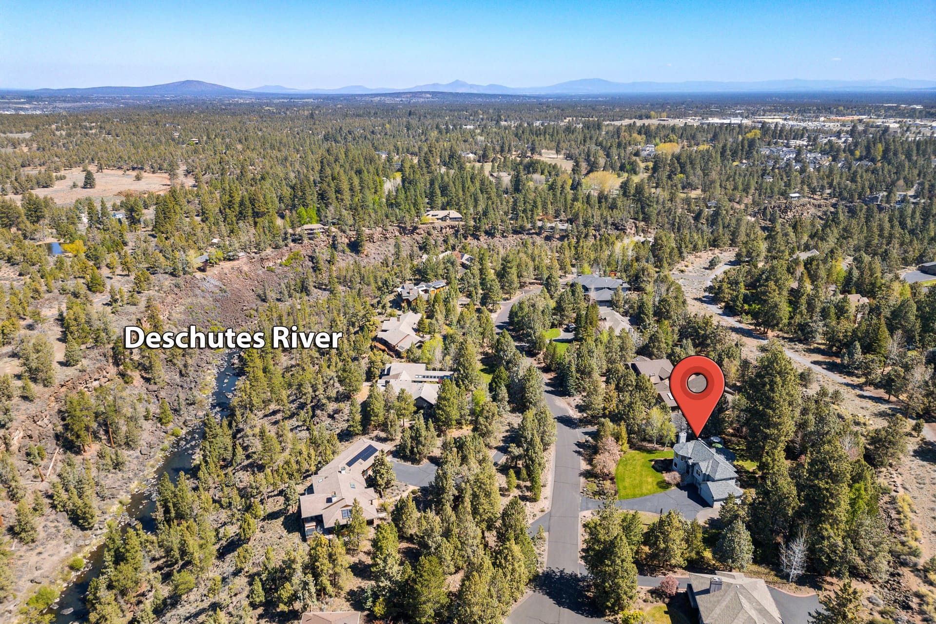 Aerial looking east. Photo 2 of 54, 4057 NW Northcliff, Bend, OR 97703