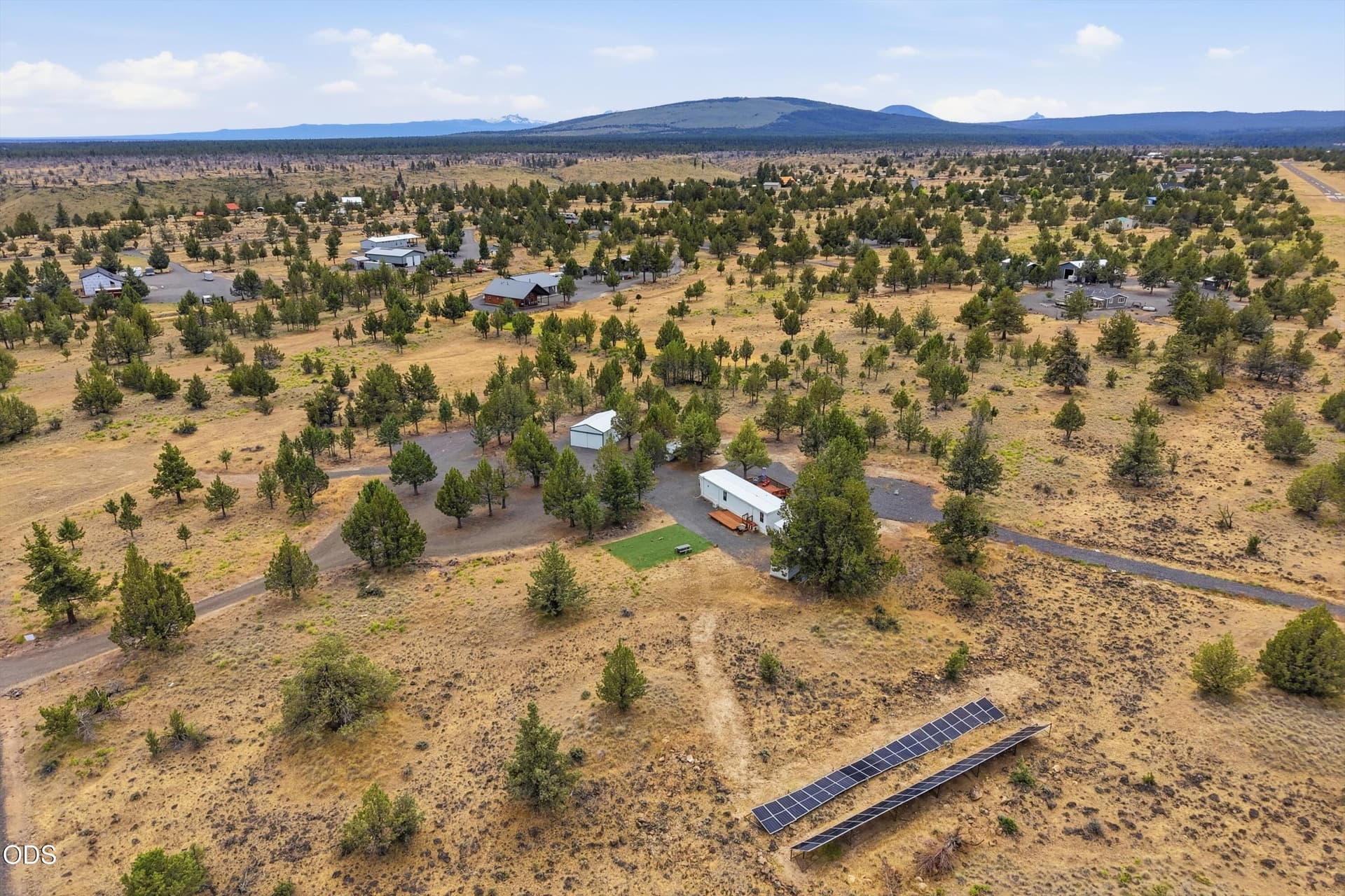 Aerial with Solar Array. Photo 5 of 43, 13005 SW Airstrip Lane, Culver, OR 97734