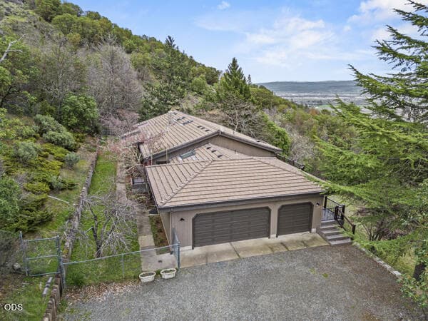 close drone shot from drive. Photo 3 of 47, 465 Strawberry Hill Lane, Jacksonville, OR 97530