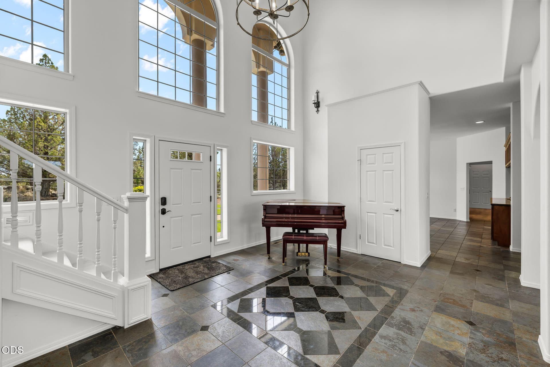 Grand foyer. Photo 3 of 60, 62354 NE Erickson Road, Bend, OR 97701
