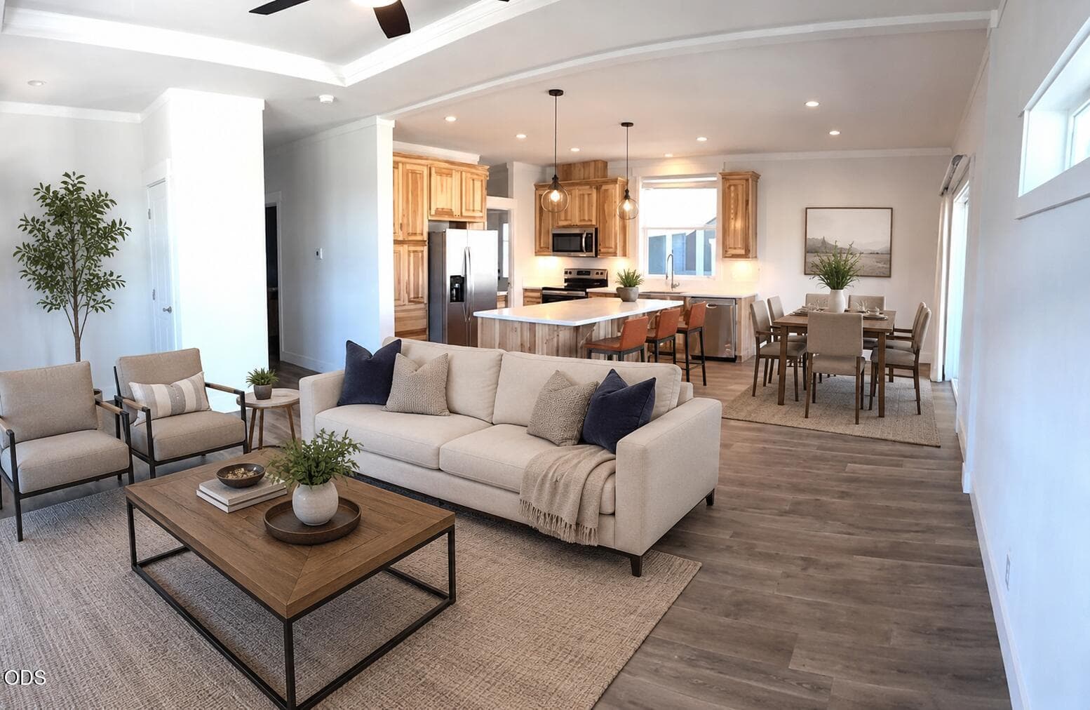 Creekside 2 - Living Room - Virtual Stag. Photo 5 of 14, 4601 S Pacific Highway Unit 2, Phoenix, OR 97535