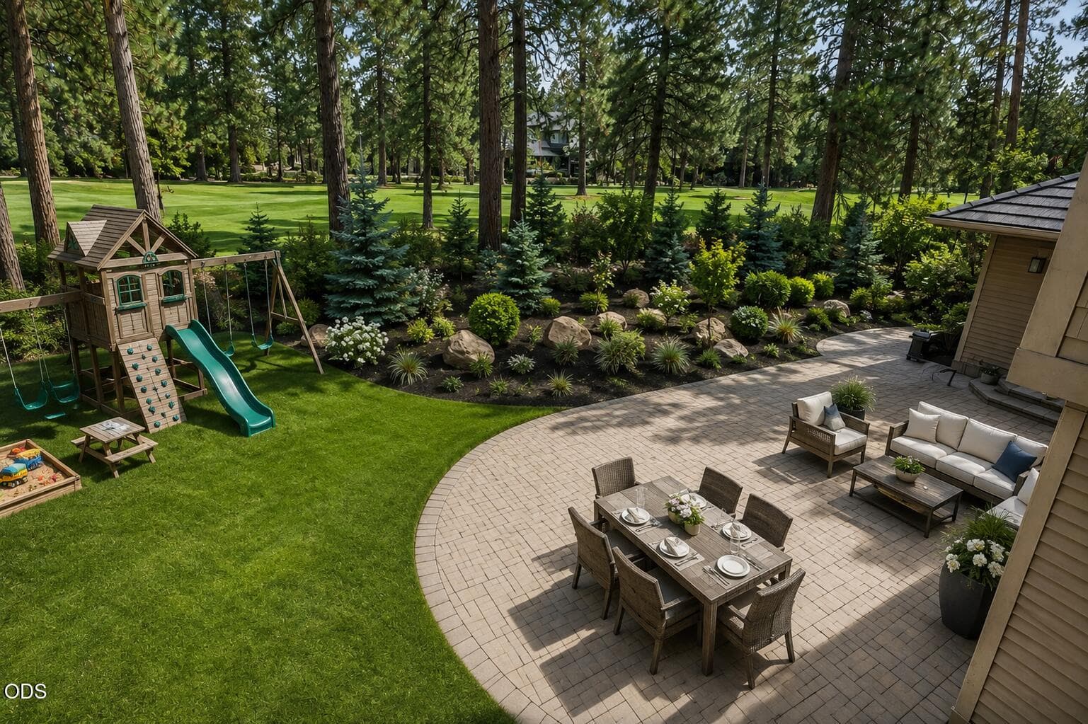 backyard with some grassy, kid area. Photo 5 of 82, 61737 Broken Top Drive, Bend, OR 97702