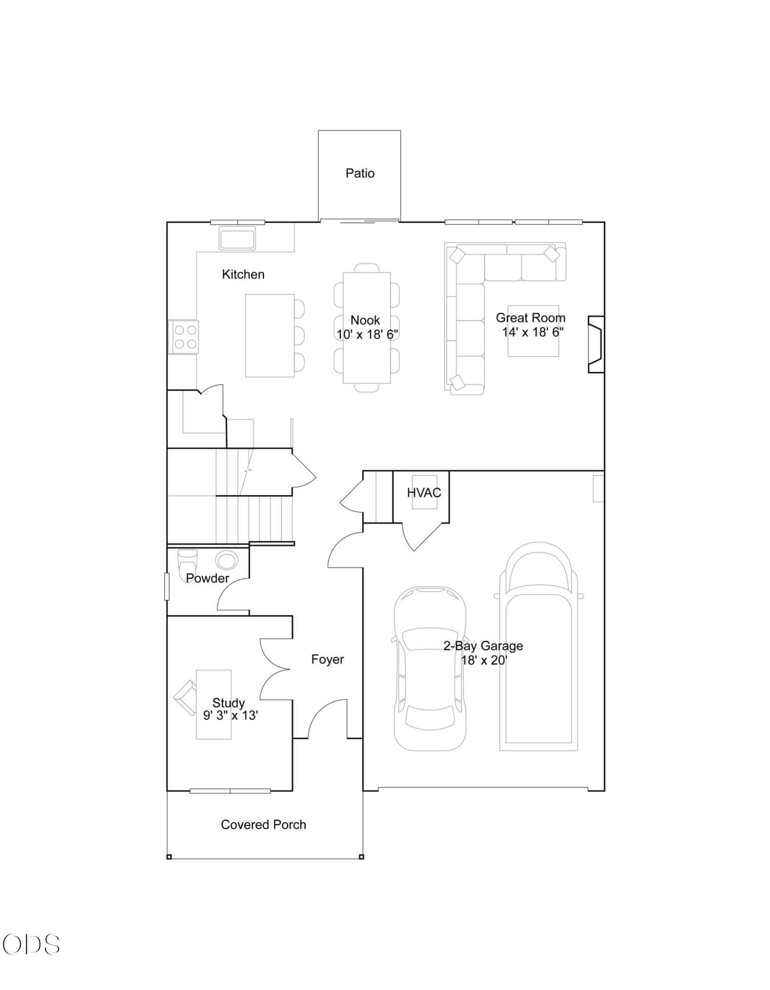 Hickory MLS Floorplan 1st Floor. Photo 2 of 25, 20663 NE Town Dr, Bend, OR 97701