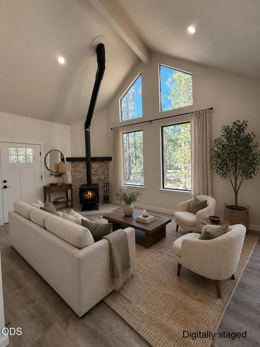 Living room staged. Photo 4 of 21, 52318 Dustan Road, La Pine, OR 97739