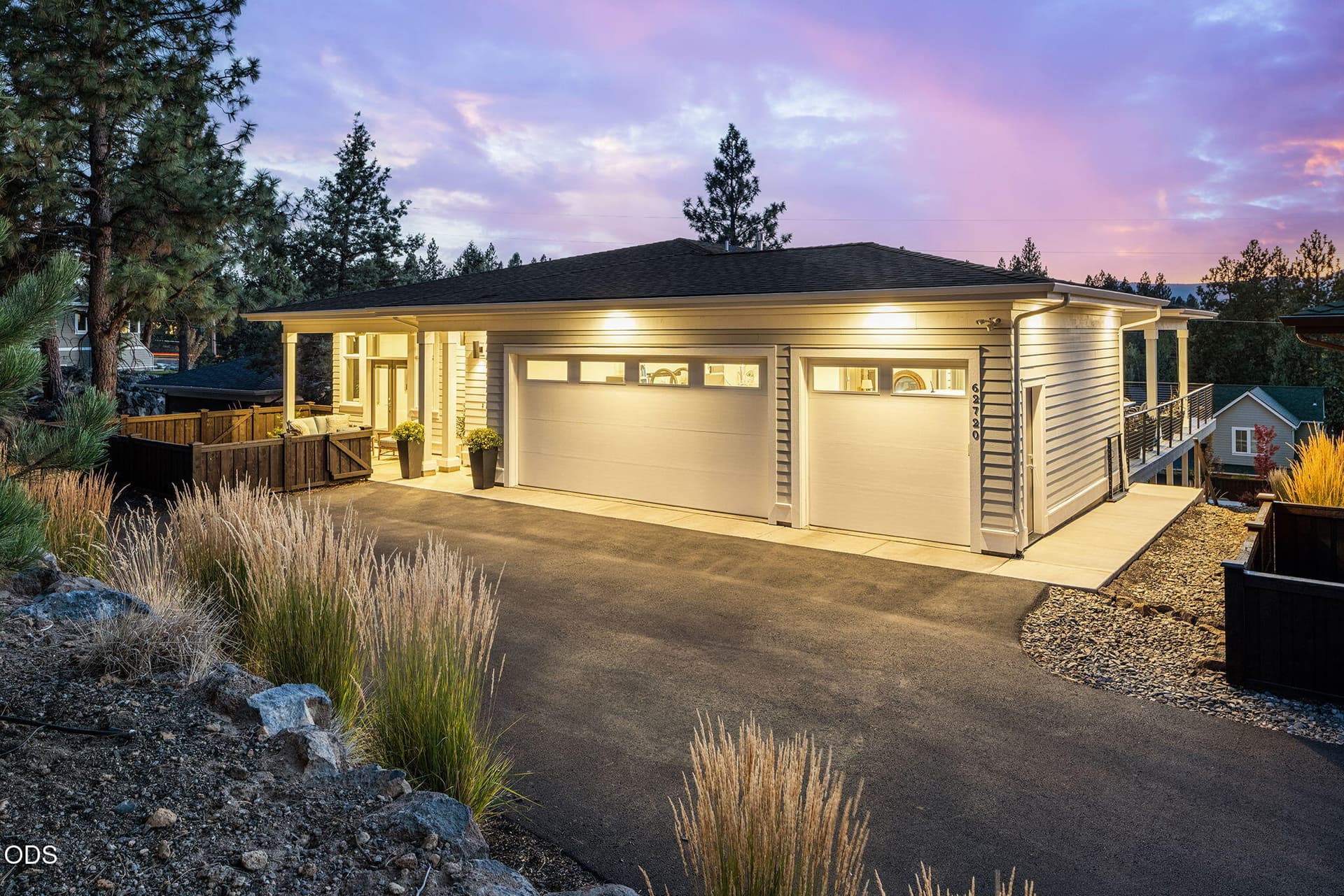 Exterior at sunset. Photo 3 of 42, 62720 NW Ridge Rock Court, Bend, OR 97703