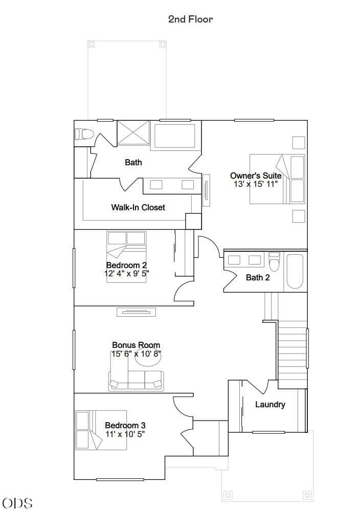 Cypress floorplan 2nd floor. Photo 3 of 4, 1229 SW Bonniewood Place, Bend, OR 97702