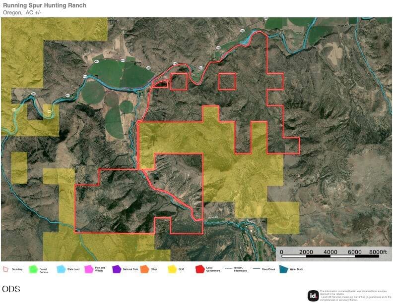 Running Spur Hunting Ranch MLS map. Photo 2 of 50, 40845 Rudio Road, Monument, OR 97864