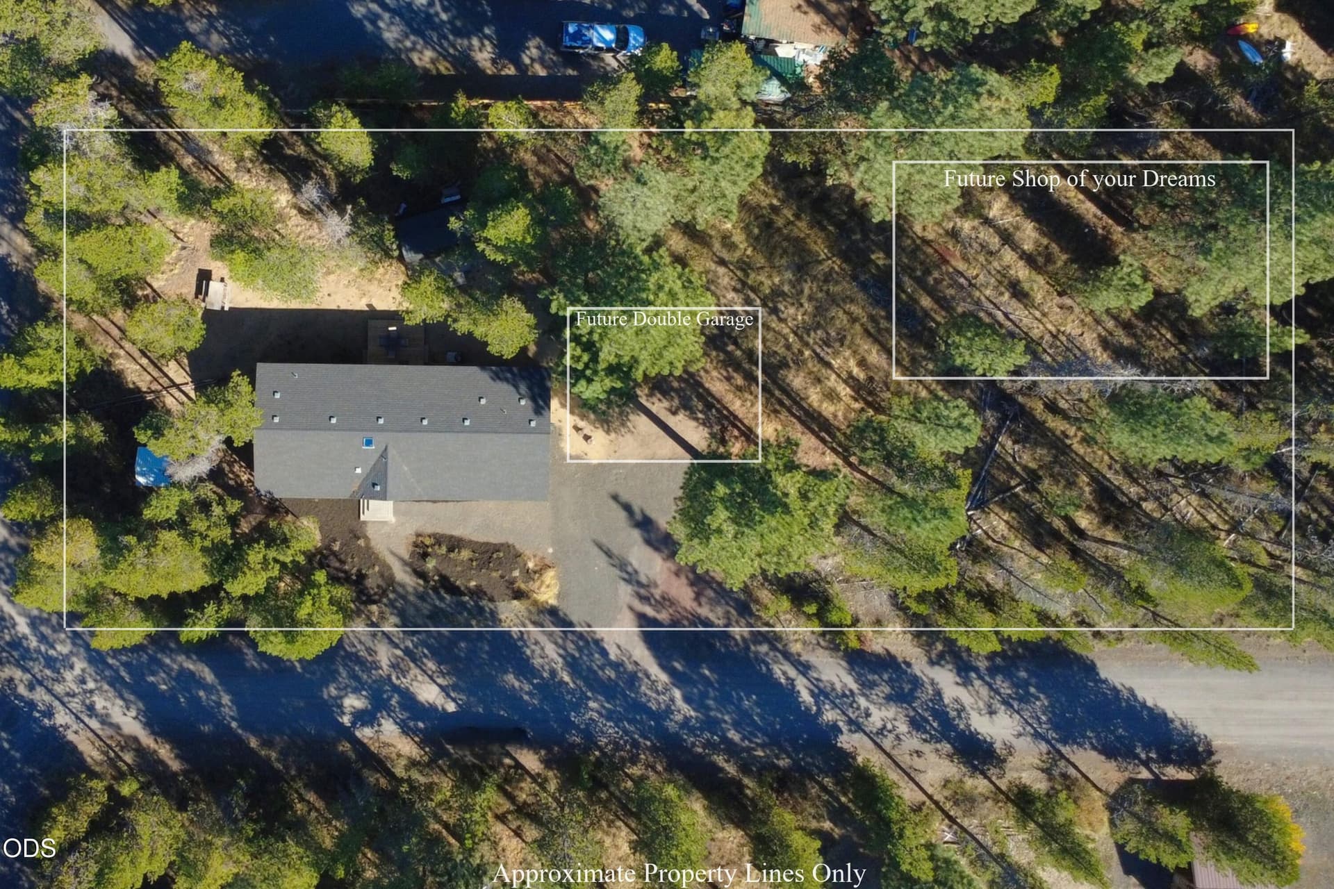 Birds Eye Whole Property w Shop Marked. Photo 1 of 27, 56252 Comet Drive, Bend, OR 97707