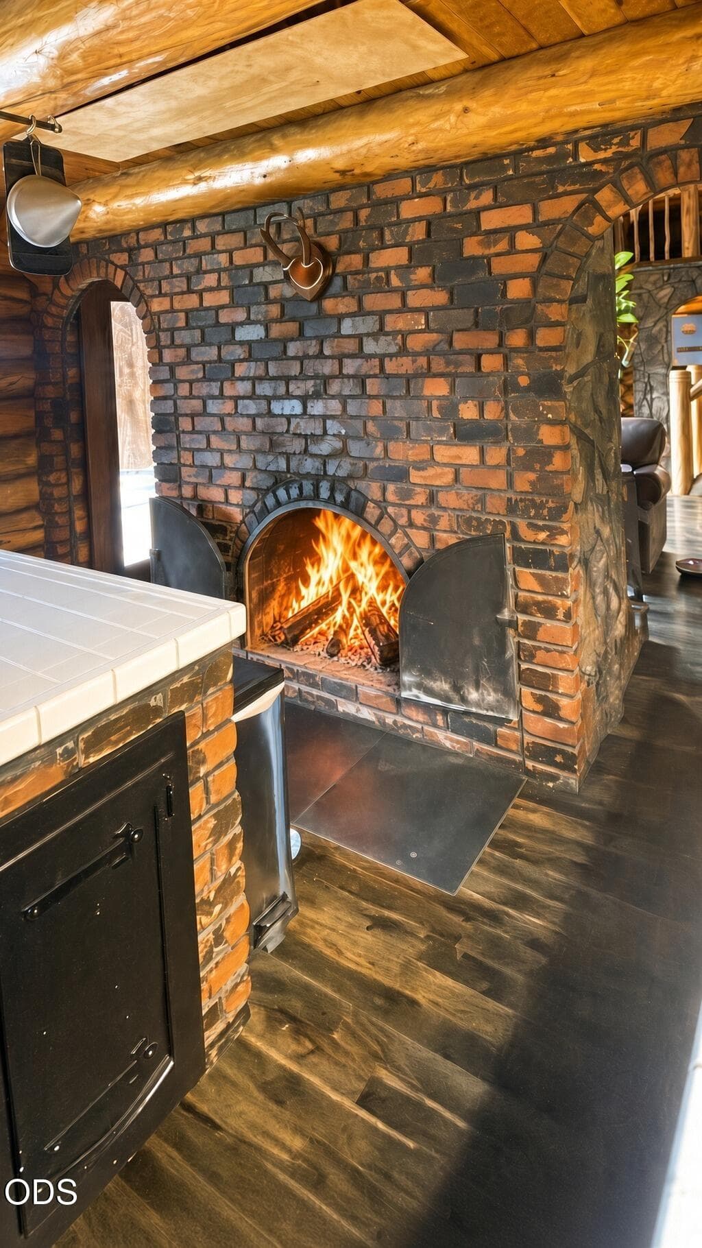 05-kitchen-fireplace. Photo 5 of 12, 65705 Highway 20, Bend, OR 97703